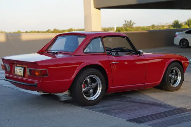 1974 Triumph TR6 rear three-quarter view