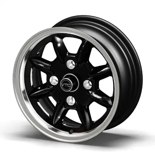 [KIT-582GT6.200] Set of 4 Black Classic 8 Wheels, 13"x5.5" Size, for Triumph GT6